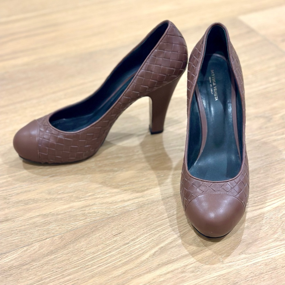 New Bottega Veneta Rose Intrecchiato Woven Pumps Sz 10 / 40